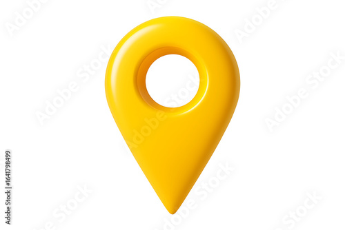 Bright yellow location pin isolated on a transparent background map marker navigation