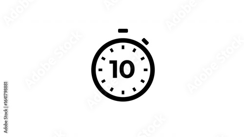 15 seconds countdown simple clean timer on white background. 15 to 0 second animation countdown.