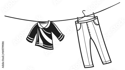 clothes hanging on rope