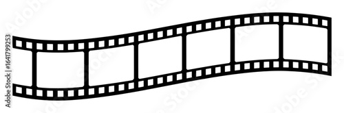 Black film strip with perforations and empty frames reel movie