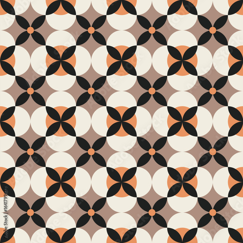 Geometric seamless pattern. Abstract background with colorful geometric shapes. Repeating texture. Vector illustration. Design for paper, wallpaper, fabric.