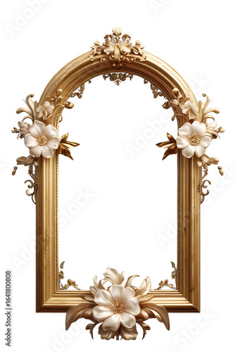 Ornate gold baroque style mirror frame with intricate carvings