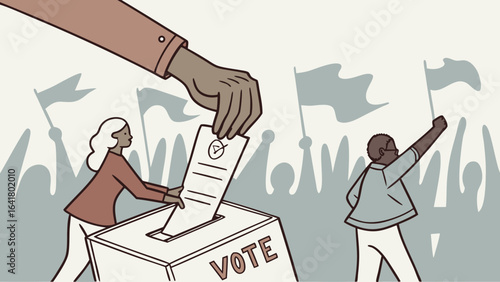 International Democracy Day illustration with diverse hands holding peace symbol for global unity and freedom awareness