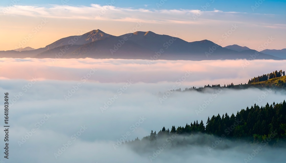 Fototapeta premium Misty mountain sunrise view