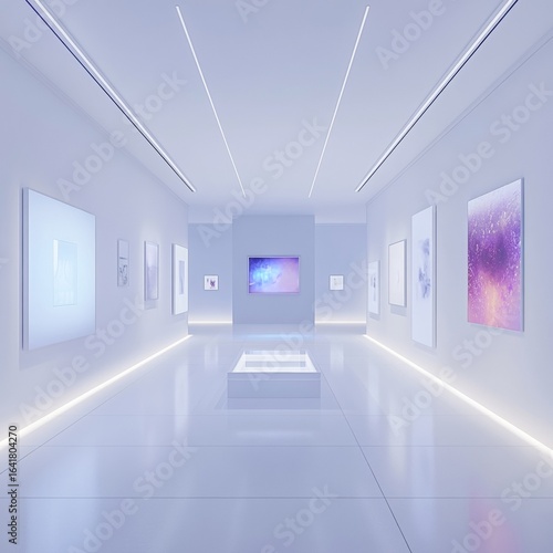 an interactive digital art gallery isolated on a minimalistic background