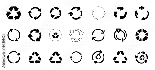 Recycling arrows circular motion symbols set recycle