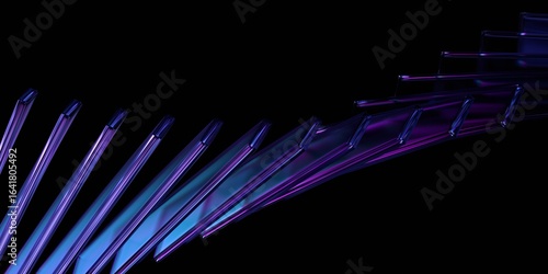 Fototapeta Naklejka Na Ścianę i Meble -  Futuristic glass structure on black background, 3d render