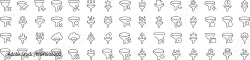 Filter or Funnel Outline Picture Collection. Editable Stroke. Perfect for Graphics, Designs, Books, Adverts, Apps