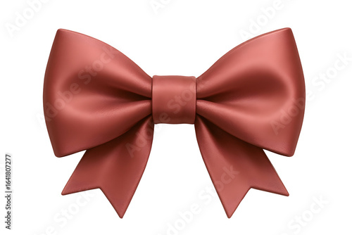 Salmon Pink Satin Bow isolated on a transparent background ribbon