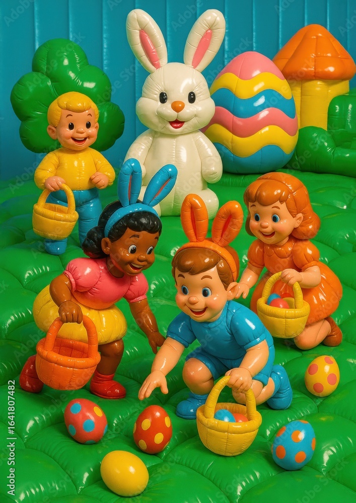 Fototapeta premium Colorful Easter egg hunt scene