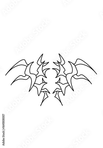 Black Symmetrical Tribal Design Abstract Vector Illustration 