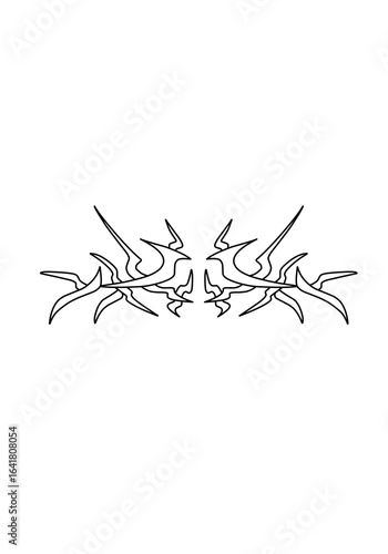 Black Symmetrical Tribal Design Abstract Vector Illustration 