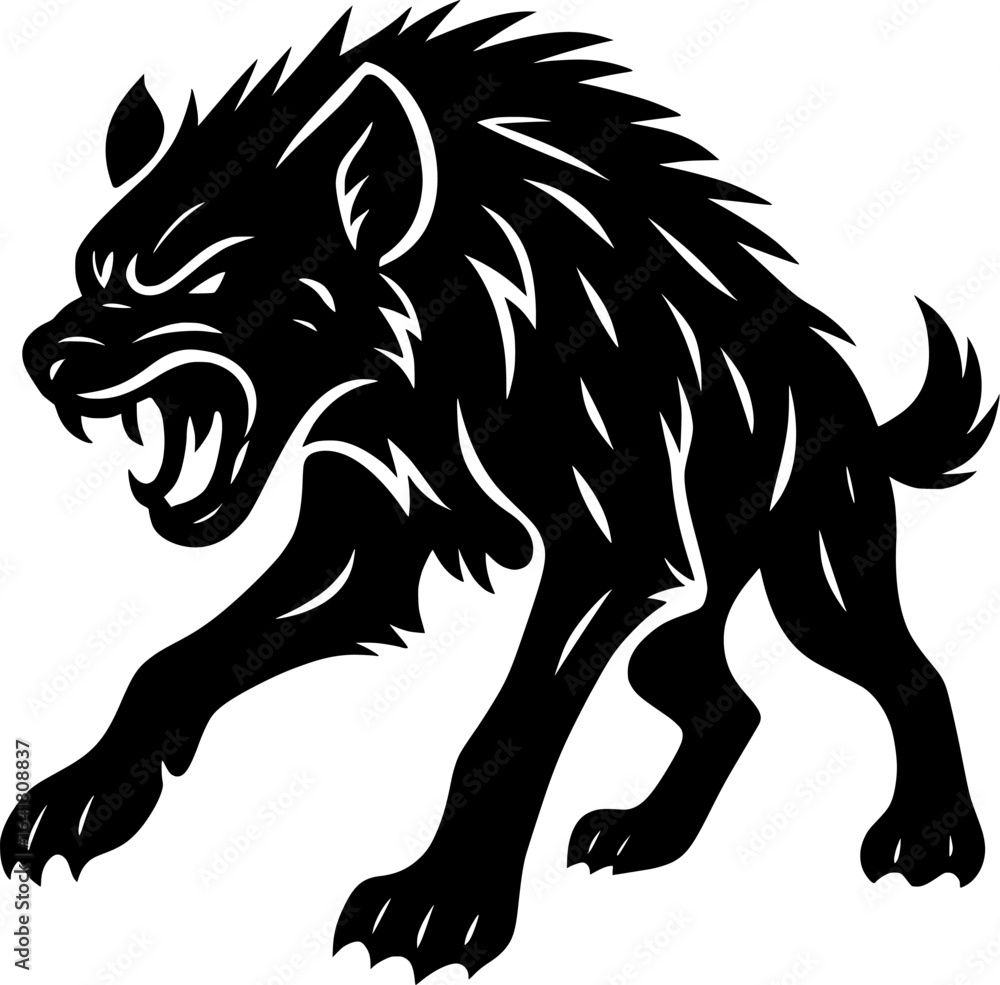 Fototapeta premium Aggressive Wolf Silhouette Icon – Wild Animal Predator Symbol