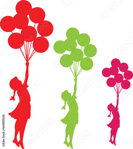  Girl with Balloons Silhouettes