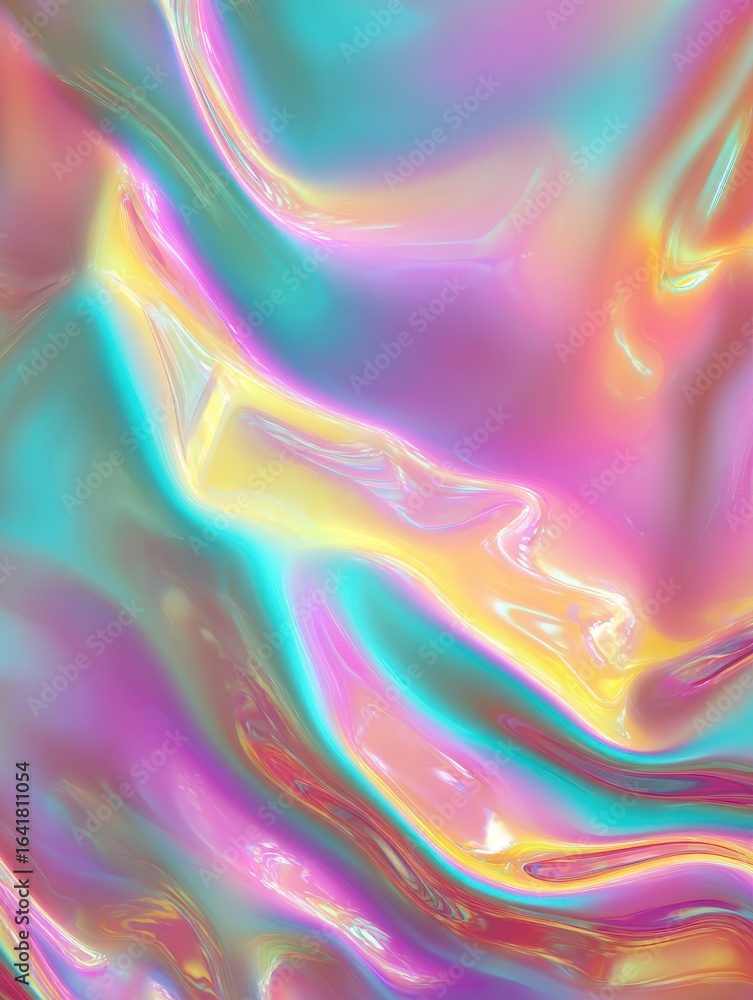 Fototapeta premium holographic neon background colorful psychedelic abstract pastel color waves for background
