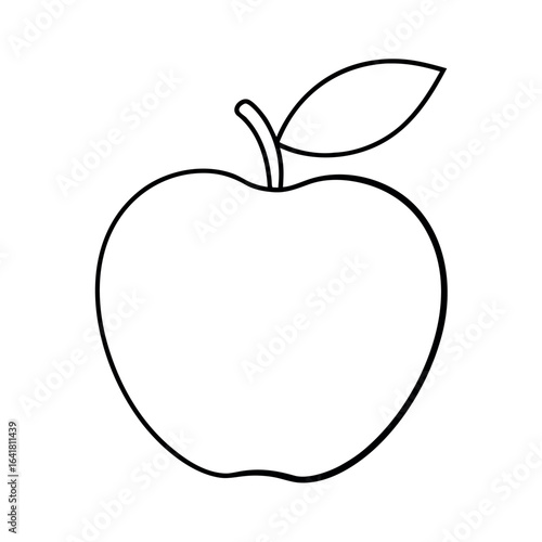 Apple Leaf Graceful Botanical Minimal Line Art Depiction with Elegant Detailing Vector illustration