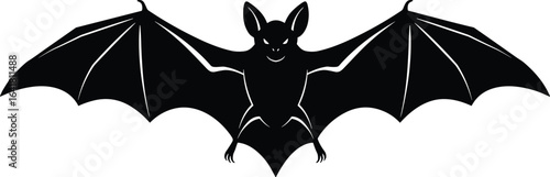 Spooky black bat with outstretched wings, a classic Halloween silhouette with glowing eyes, perfect for horror and nocturnal themes.