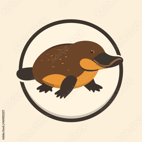 Cartoon platypus in a circle