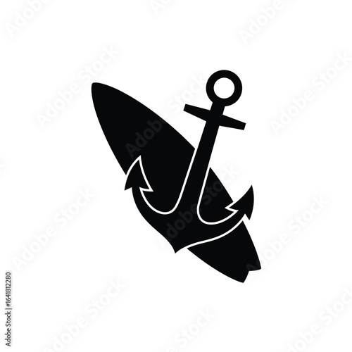 Surfboard anchor black white water