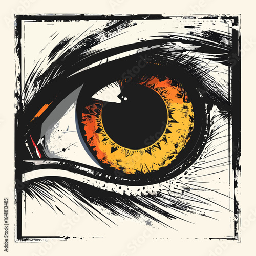 Close-up graphic eye with vibrant colors