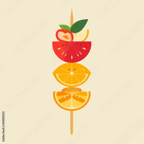 Colorful fruit skewers