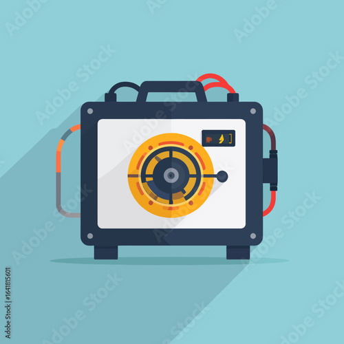 Flat illustration of a boxy electrical generator