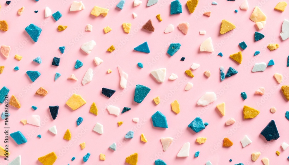 Colorful terrazzo pattern on pink background. Colorful terrazzo pattern on pink background.