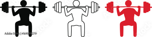 Squat exercise weightlifting workout vector illustration icon
