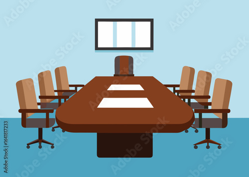 boardroom with high gloss walnut finish