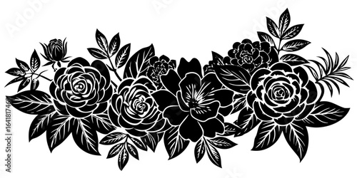 Black and White Floral Silhouettes Vector Collection
