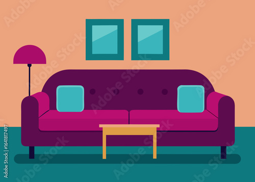 Corporate lounge with plush velvet sectional