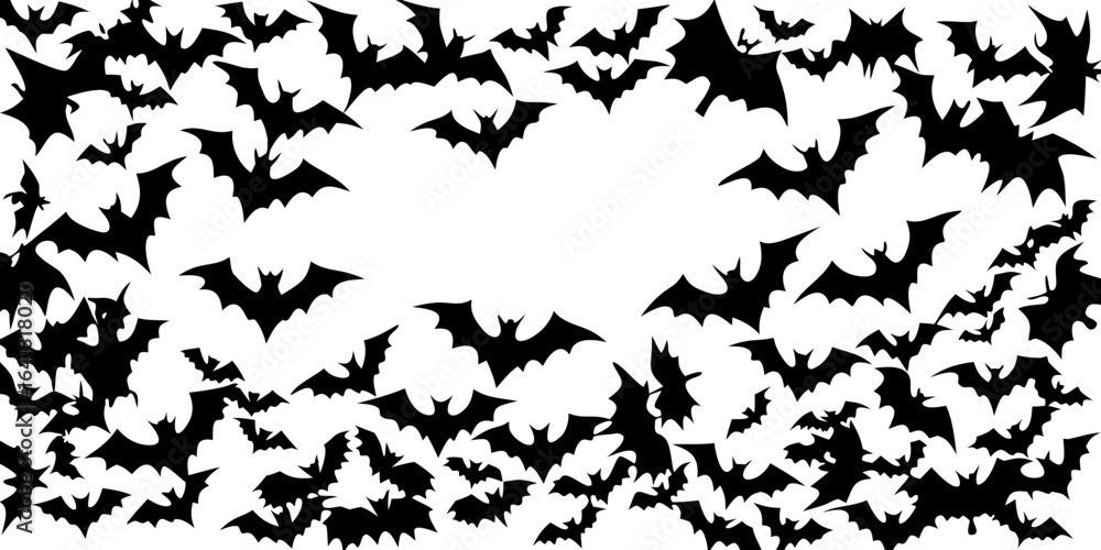 Fototapeta premium Black Bat Swarm Silhouette Icon Design