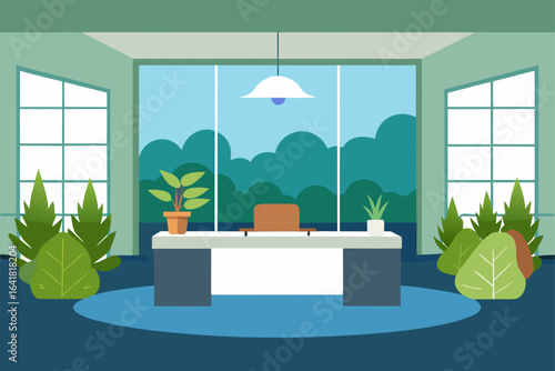 Luxury office with private indoor garden