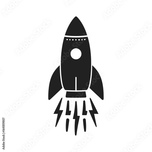 Simple black rocket icon with thrusters