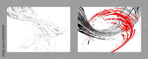 Strokes of black and red paint on a white background. Set of two templates. Graffiti element. Design template for the design of banners, posters, booklets, covers, magazines. EPS 10