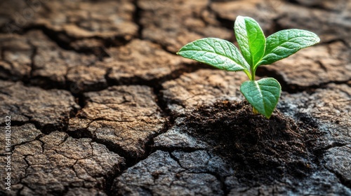 Sprout Emerging from Parched Earth Symbolizing Resilience and Hope