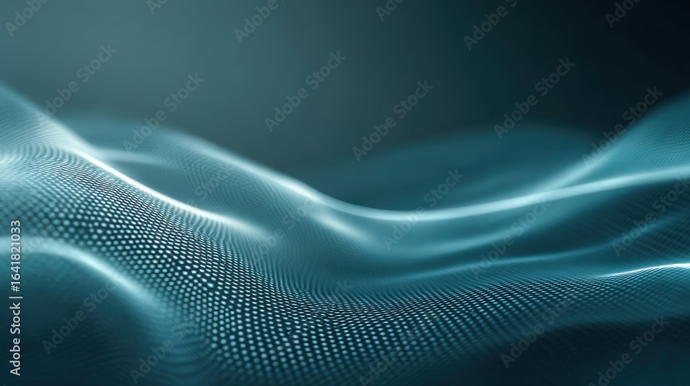 Fototapeta premium Abstract Wavy Particle Surface: Modern Technology Background with Dynamic Dots for Data Visualization and Digital Innovation