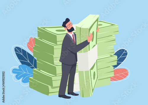 Businessman celebrating financial success with cash