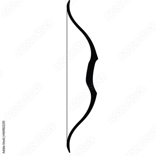 Black bow limb flexing on white tension