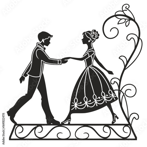 bride and groom on white background