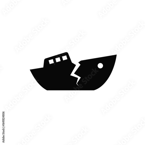 Broken boat silhouette ship vessel