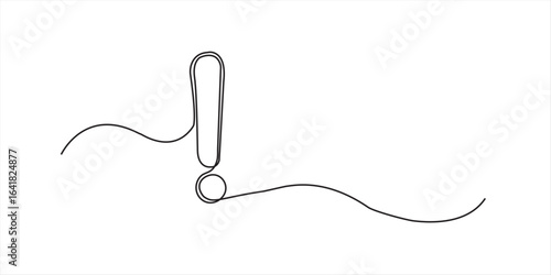 
Continuous one line drawing of Exclamation mark vector illustration, Exclamation mark in one continuous line drawing vector illustration. Pro vector, Continuous editable line drawing of exclamation w