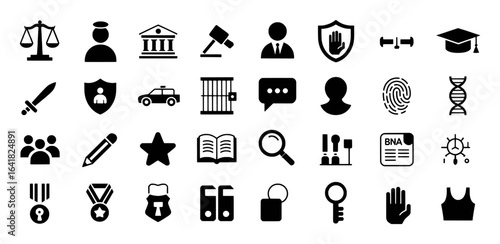 Legal Justice Law Enforcement Education and Security Icons court gavel