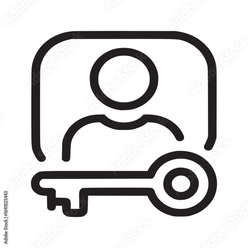 Illustration of a person icon inside a rounded square with a key overlapping the person outline