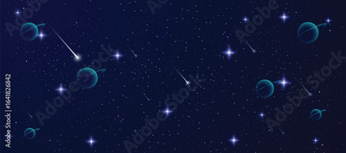 Realistic cosmos vector background with colorful nebula, starlight, milky way and infinite night sky