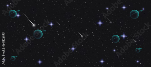 Realistic cosmos vector background with colorful nebula, starlight, milky way and infinite night sky