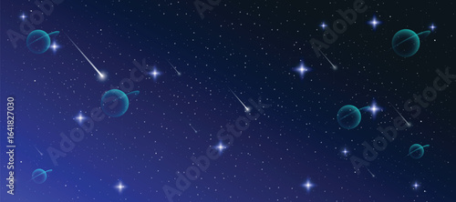 Realistic cosmos vector background with colorful nebula, starlight, milky way and infinite night sky