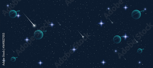 Realistic cosmos vector background with colorful nebula, starlight, milky way and infinite night sky
