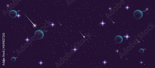 Realistic cosmos vector background with colorful nebula, starlight, milky way and infinite night sky