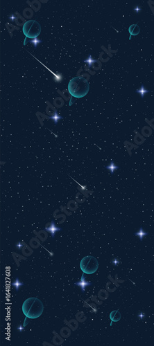 Starry night galaxy background with glowing nebula, stardust and shining milky way vector